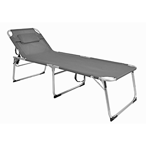 Mojawo XXL Gartenliege Sonnenliege Relaxliege Liege Aluminium mit Kissen gepolstert klappbar grau L200xB70xH45/95cm von Mojawo