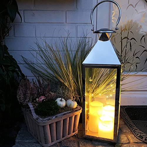 Mojawo XXL Luxus Gartenlaterne aus rostfreier Edelstahl Windlicht Laterne Glas H54 cm Silber Mojawo XXL Luxus Gartenlaterne aus rostfreier Edelstahl Windlicht Laterne Glas H54 cm Silber von Mojawo