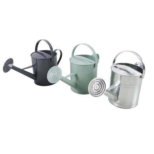 Mojawo verzinkte Gießkanne Kanne Zinkkanne Blechkanne Metallkanne Wasserkanne Garten Zink bewässern 5 Liter, Farben:Silber von Mojawo