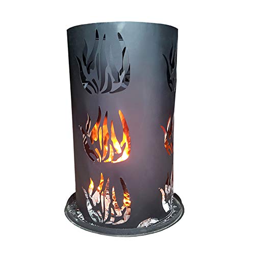 Terrassenofen Feuersäule Feuerkorb Feuerstelle Lagerfeuer Kaminfeuer Metall inkl Feuerrost & Schürhaken H60cm von Mojawo