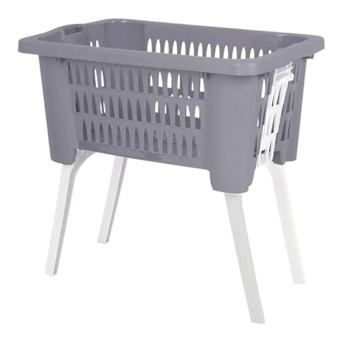 Wäschekorb Wäschesammler Wäschebox Wäschebehälter Korb Wanne tragbar klappbaren Füßen Grau B60xL40xH28/58cm von Mojawo