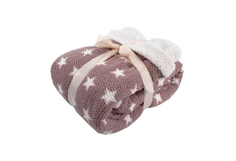 Wohndecke Sherpadecke Sofadecke Kuscheldecke Wolldecke Rosa 150x200cm Sterne, Mojawo von Mojawo