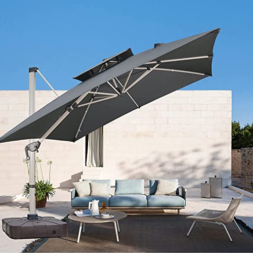 Mojia Ampelschirm 330 x 330cm Sonnenschirm Gartenschirm Doppelt-Dach-Design, Quadratisch Terrassenschirm UV-Schutz Aluminium Schirmmast 57/100mm von Mojia