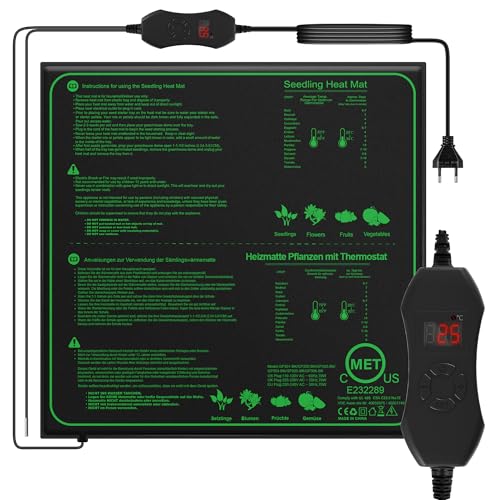 Mojimdo 70W Heizmatte Pflanzen mit Thermostat - Schnelle Erwärmung, Feuerschutz, Wärmematte zur Keimung und Temperatur-Regulierung, ideal für Sämlinge, Haustiere und Reptilien (70W - 1er Pack) von Mojimdo