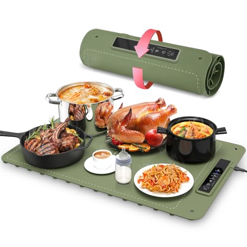 Mojimdo Warming Plate Wärmeplatte für Speisen – Lebensmittelechtes Silikon, 3 Temperaturstufen, vollflächige Erwärmung, flexibel aufrollbar & aufhängbar, ideal für Zuhause, Buffets & Partys – Grün Mojimdo Warming Plate Wärmeplatte für Speisen – Lebensmittelechtes Silikon, 3 Temperaturstufen, vollflächige Erwärmung, flexibel aufrollbar & aufhängbar, ideal für Zuhause, Buffets & Partys – Grün von Mojimdo