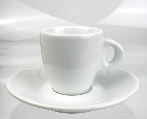 Dickwandige Espressotasse »Da Vinci« für Ristretto | normale Kaffeemenge - wenig Wasser | Tassenwand: 6 mm | Füllmenge (bis zur Oberkante): 55 ml | 6 Tassen & Untertassen | Made in Italy von Moka Consorten