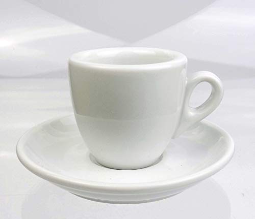 Moka Consorten Extra dickwandige Espressotassen | 0,8 cm Tassenwand | Füllmenge (bis zur Oberkante): 56 ml | weiß | 6 Tassen & 6 UTS von Moka Consorten