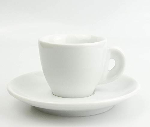 Moka Consorten Extra dickwandige (8,5 mm) italienische Espressotasse | »Bari« | Füllmenge (bis zur Oberkante): 50 ml | weiß | handgemacht | 6 Tassen & 6 Untertassen | Made in Italy von Moka Consorten