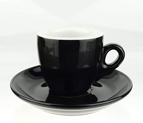 Moka Consorten Extra dickwandige Espressotassen | 0,8 cm Tassenwandstärke | | Füllmenge (bis zur Oberkante): 56 ml | schwarz | 6 Tassen & 6 Untertassen von Moka Consorten