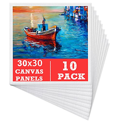 Leinwand zum Bemalen Set (10er Pack) – 30 x 30 cm, Vorgespannte Weiße Künstler Canvas Panel Leinwände - 3mm starkem Malkarton - Geeignet für Acryl und Öl Malerei Sowie zum Skizzieren und Zeichnen von MOKANI