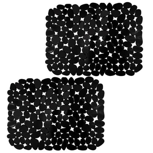Mokaskaidj 2 Stück Spülbeckeneinlage, Spülbeckenmatte Schutzmatte, Spülmatte für Spülbecken, Küchenspüle Schutzmatte, Zuschneidbar PVC Sink Mat, Einlagen für Spülbecken Küche/Bad (Schwarz) von Mokaskaidj