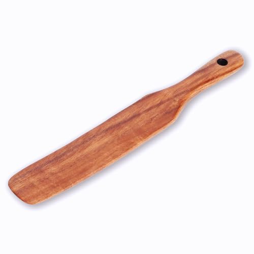 Spatula Holz, Pfannenwender Holz, Crepes Verteiler Holz, küchenspatel Holz, 25,5x3,8cm, Holzspatel zum Rühren, Antihaftbeschichtung, Hitzebeständig, Teakholz-Löffe, für Haushalt, Küche, Rühren, Mixen von Mokernali