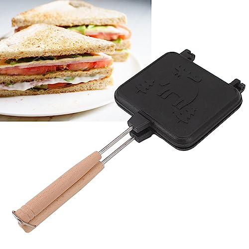 Doppelseitige Bratpfanne, Doppelseitige Omelette-Bratpfanne, Doppelseitige Antihaftbeschichtete Sandwich-Pfanne, Mit Abnehmbarem Griff, 14 X 14 Cm, Aluminiumlegierung, Für Steaks, Brot Und Eier von Mokernali