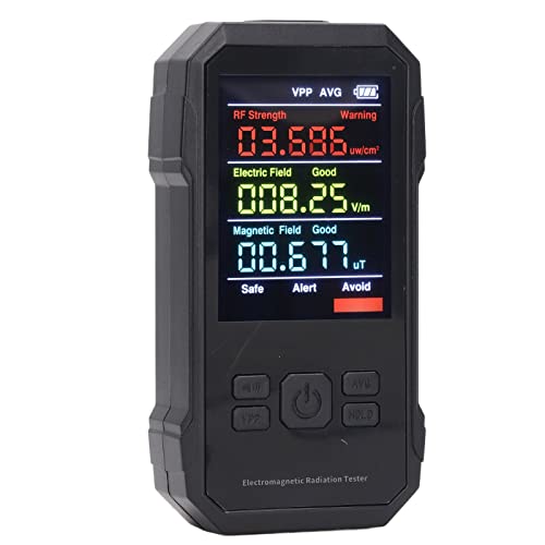 EMF-Messgeräte, Strahlungsdetektor Radioaktivität, Tragbarer Digitaler EMF-Detektor mit LCD-Hintergrundbeleuchtung, Geigerzähler Dosimeter Strahlungsdetektor, für Das Home Office Im Freien(Schwarz) von Mokernali
