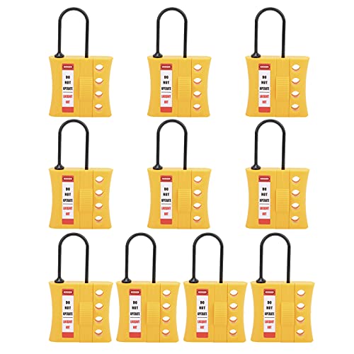 Haspe Tagout Stop Lockout, 10 Stück 3 Mm Lockout Tagout Lock Langlebiges, Lockout Tagout Haspe, ABS 4-Loch Isoliertes Loto-Sicherheitsschloss für 3-6mm Schlüssellöcher von Mokernali