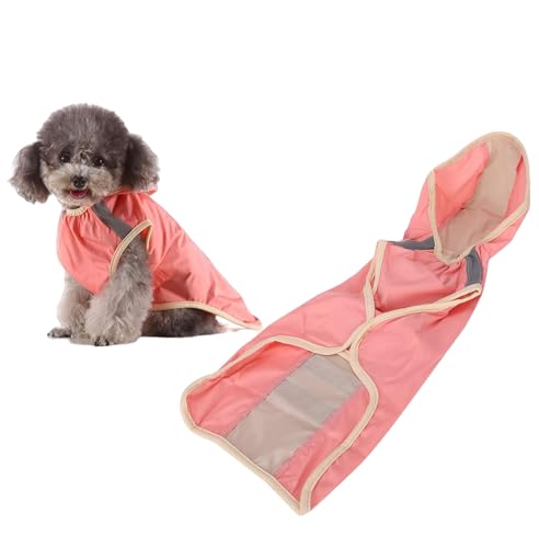 Hunde Regenjacke mit Kapuze, Hunde-Regenmantel aus Polyester, Regenmantel Hund Wasserdicht, mit Reflektierenden Streifen, Wasserdicht und Atmungsaktiv, Verstellbarer Haken, Angenehm zu Tragen(L-Rosa) von Mokernali