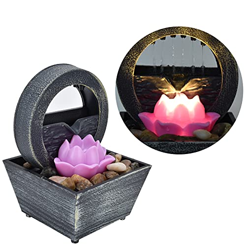 Innenbrunnen, Tischbrunnen mit Led, LED Wasserfall Brunnen Indoor, 3V USB Kunststoffblumen-Wasserbrunnen, 16,5x11,5x11,5cm, Zimmerbrunnen Wasserfall, für Zuhause Bürotisch Innenbrunnen, Tischbrunnen mit Led, LED Wasserfall Brunnen Indoor, 3V USB Kunststoffblumen-Wasserbrunnen, 16,5x11,5x11,5cm, Zimmerbrunnen Wasserfall, für Zuhause Bürotisch von Mokernali