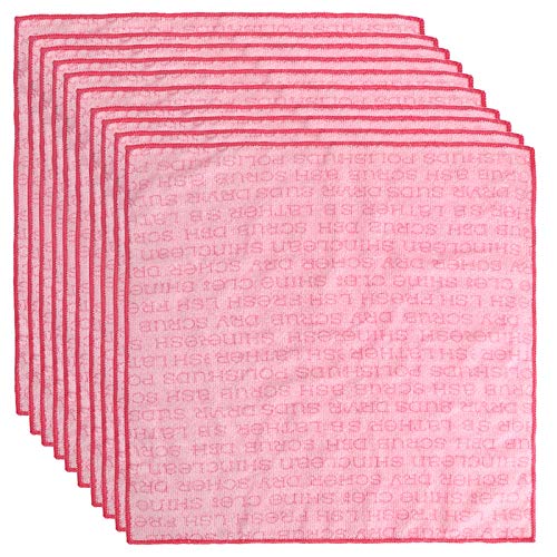 Mikrofasertücher Rosa, Langlebige Reinigungstücher, 40x40cm, Super Saugfähiges Microfaserhandtuch, 10er Set, Briefe Reaktive Druckhandtuch, Weich, Hoch Absorbierend, für Zuhause, Restaurants von Mokernali