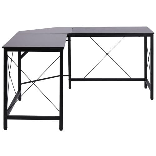 Mokernali Computertisch L-Form Eckschreibtisch 150x150x76cm MDF Schwarz, moderner Winkelschreibtisch für Büro & Home Office von Mokernali