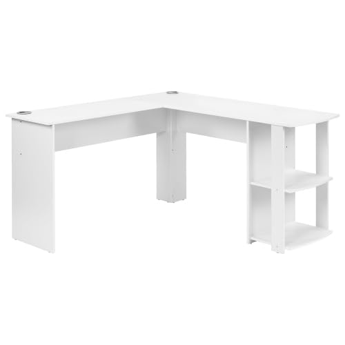 Mokernali Eckschreibtisch 140 cm Computertisch Schreibtisch, L-förm Eckschreibtisch mit 2 Ablagen Weiß Mokernali Eckschreibtisch 140 cm Computertisch Schreibtisch, L-förm Eckschreibtisch mit 2 Ablagen Weiß von Mokernali