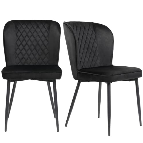 Mokernali Esszimmerstuhl (2 St), Schwarz,Polsterstuhl Design Stuhl mit Rückenlehne,Sitzfläche aus Samt Gestell aus Metall von Mokernali