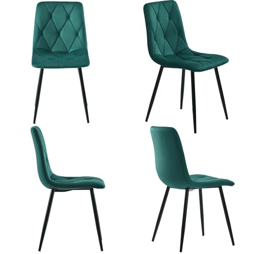 Mokernali Esszimmerstuhl (4 St), Dunkelgrün,4er-Set Polsterstuhl Design Stuhl,Twill Samt Esszimmerstuhl, Küchenstuhl mit Rückenlehne,Sitzfläche aus Samt Gestell aus Metal, Metallbeine von Mokernali