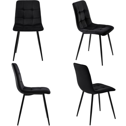 Mokernali Esszimmerstuhl (4 St), Schwarz,4er-Set Polsterstuhl Design Stuhl mit Rückenlehne,Sitzfläche aus Samt Gestell aus Metall von Mokernali