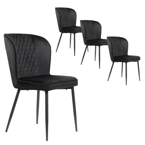 Mokernali Esszimmerstuhl (4 St), Schwarz,Polsterstuhl Design Stuhl mit Rückenlehne,Sitzfläche aus Samt Gestell aus Metall von Mokernali