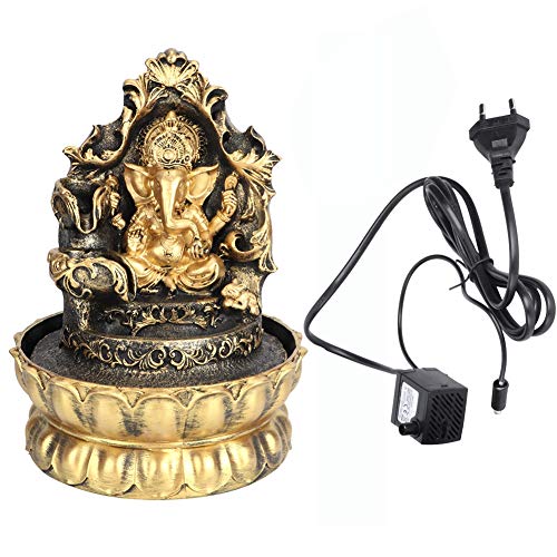 Mokernali Ganesha-Statuen-Zimmerwasserbrunnen, Elefanten-Statuen-Tischbrunnen Mit LED-Licht Für Heimbüro-Schlafzimmer-Schreibtischdekoration(220V EU Standard) von Mokernali