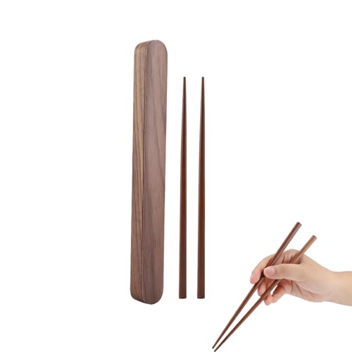 Stäbchen Holz, Essstäbchen holz, Japanische Essstäbchen Set aus Schwarzem Walnuss, mit Chopsticks Aufbewahrungsbox, 25 x 2,8 x 1,8, Holz Wiederverwendbar Chopsticks von Mokernali