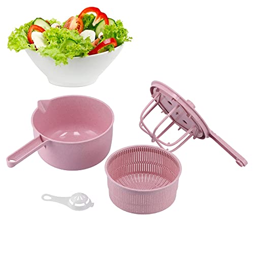 Mokernali Salatschleuder 2L, Salatschleudern Kunststoff, Salat Trocknern 11×30CM, Salad Spinner mit Kurbel, 11CM Langer Griff, zum Waschen und Trocknen von Obst (rosa) von Mokernali