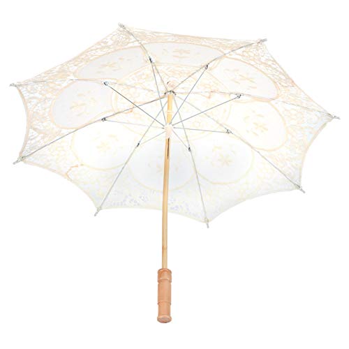 Mokernali Spitzenschirm Vintage, Spitzen Hochzeits-Brautschirm, 44 x 50 cm/26 x 30 cm, Hochzeitsschirm Spitze Regenschirm, für Zuhause, Hochzeitsdekoration, Partydekoration (Beige-1) von Mokernali