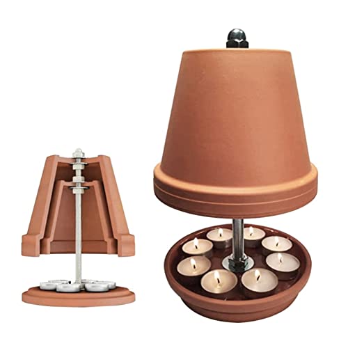 Teelichtofen Doppelwandig, Teelichtofen für bis zu 6 Teelichter, Teelichtkamin aus Terracotta, Doppelwandiger Keramik-Heizkörper, Teelichtheizung, Für 4-6 Kerzen Teelicht Wohnzimmerdekoration von Mokernali