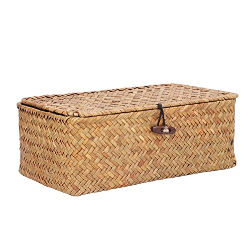 Rattan Korb mit Deckel, Aufbewahrungskorb aus Geflochtenem Rattan, Regalkörbe mit Deckel, 23×13×8,5 cm, Seegras Körbe Aufbewahrung, Seegras Rechteckig, für Badezimmer, Wohnzimmer, Küche Rattan Korb mit Deckel, Aufbewahrungskorb aus Geflochtenem Rattan, Regalkörbe mit Deckel, 23×13×8,5 cm, Seegras Körbe Aufbewahrung, Seegras Rechteckig, für Badezimmer, Wohnzimmer, Küche von Mokernali