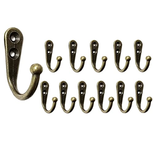 Mokife 12 Stück Klein Kleiderhaken Vintage, Metall Schlüsselhaken Huthaken Wand Tür Haken zum schrauben für Mantel, Kleidung, Handtuch, Tasse (Bronze) von Mokife