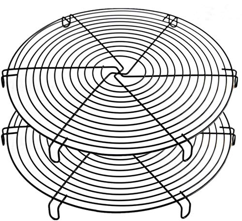 Mokpi Runde Kuchen-Abkühlgitter, Draht, zum Backen, Dampfgarer, 30,5 cm Durchmesser, Schwarz, 2 Stück von Mokpi
