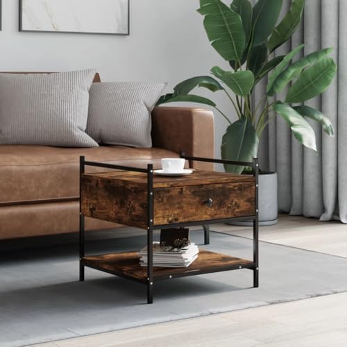 Mokuyary Couchtisch Räuchereiche 50x50x50 cm Holzwerkstoff, Wohnzimmertisch mit Schublade und Regal Couch Tisch für Wohnzimmer, Büro, Kleine Räume Sofatisch Mokuyary Couchtisch Räuchereiche 50x50x50 cm Holzwerkstoff, Wohnzimmertisch mit Schublade und Regal Couch Tisch für Wohnzimmer, Büro, Kleine Räume Sofatisch von Mokuyary