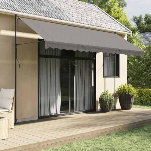 Mokuyary Markise Einziehbar Anthrazit 400x150 cm Stoff und Stahl Balkonmarkise, Markise UV-beständig höhenverstellbar wasserabweisend Sonnenschutz für Balkon Terrasse Garten, Terrassenüberdachung von Mokuyary