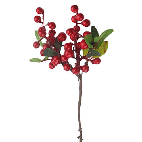 Mokyler 6 Stück künstliche Beerenstiele, künstliche Früchte, künstliche rote Beeren, Weihnachtsstäbchen, künstliche Beerenzweige, Blumenarrangement für Hochzeit, Party, Festival, Urlaub Dekor von Mokyler