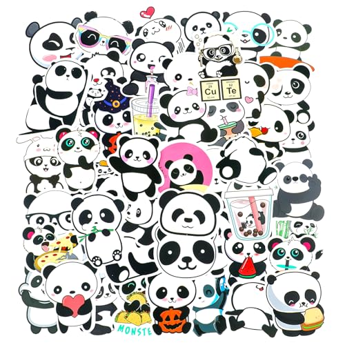 Molain 50 Stück Süßer Panda Aufkleber Set, panda sticker Tiere Aufkleber panda deko Cartoon Deko für Auto Laptop Skateboard Fahrrad Moped Motorrad ComputerGeeignet für Kinder (50) von Molain