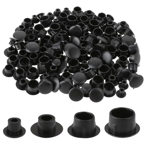 Molain 120 Stück Abdeckkappen Für Bohrlöcher, Kunststoff Lochstopfen Möbel Abdeckkappen, Schraubenabdeckung Möbel Lochabdeckung für Schrauben Möbel Bohrungen (5mm/6mm/8mm/10mm)(schwarz) von Molain