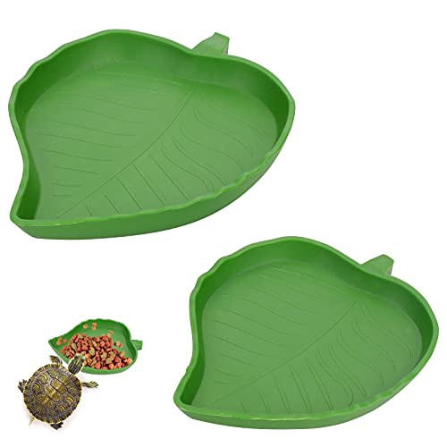 Molain 2 Stück Blatt Reptilien Futter Wasser Schüssel Reptilien Schildkröte Futternapf Flach Trinkschale Wasserschale für Eidechsen, Hamster, Schlangen 2 Größen Molain 2 Stück Blatt Reptilien Futter Wasser Schüssel Reptilien Schildkröte Futternapf Flach Trinkschale Wasserschale für Eidechsen, Hamster, Schlangen 2 Größen von Molain