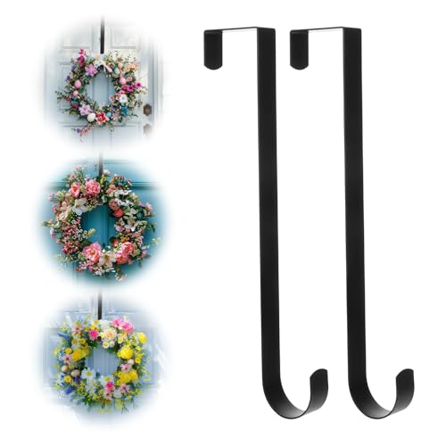 Molain 2 Stück Türkranz Haken, Edelstahl Türkranzhalter Außentür Fensterhaken zum Einhängen Türkranz Haustür Außen für Hängend Halloween, Weihnachten, Hochzeit, Home, Office Tür Dekor(Schwarz) von Molain