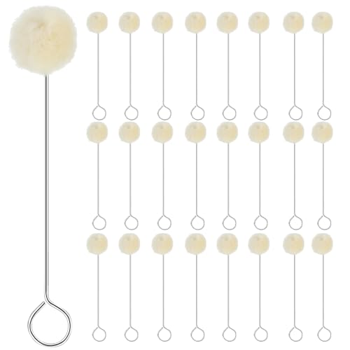 Molain 25 Stück Wolle Daubers, Wolle Daubers Ballpinsel, Woll-Daubers Ballpinsel Lederfärbewerkzeug wollwischer Ballpinsel Applikator mit Metallgriff für Färben Kleben und DIY Basteln(15cm) von Molain