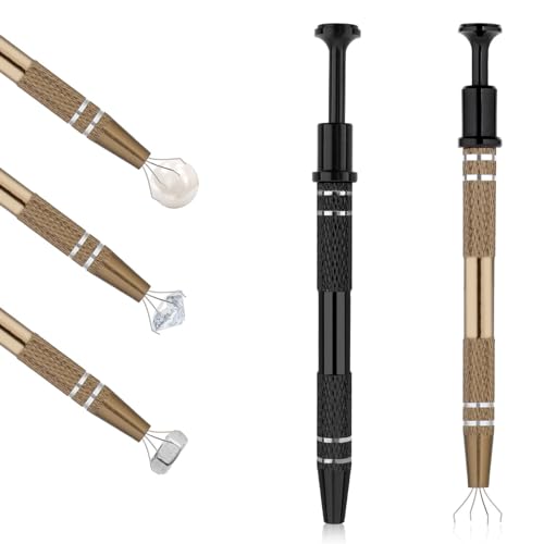 Molain 2pcs Piercing Kugel Zange, 12cm Piercing Kugel Zange Schmuck Pinzette mit 4 Klauen Prong Pinzette Schmuck Pick up Werkzeug Piercing Ball Grabber für Diamant Piercing Kugel (schwarz+braun) von Molain