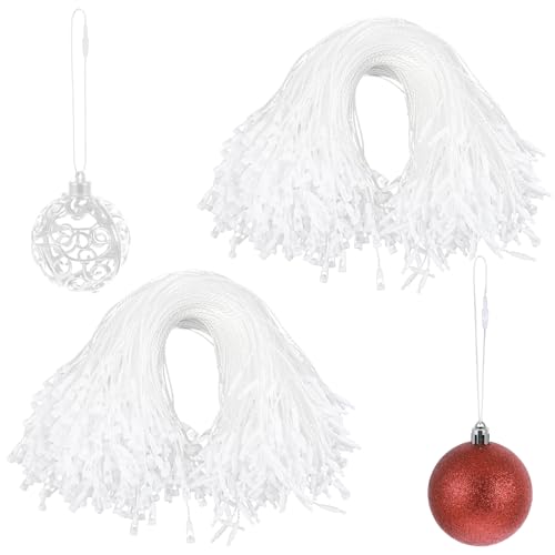 Molain 400 Stück Weihnachten Ornament Aufhänger Snap Verriegelung Seile, Hängeetiketten Etiketten Schnur Saite für Hang Tags Vorgeschnittene Seile für Weihnachtsschmuck Basteln Markenschild Preis von Molain