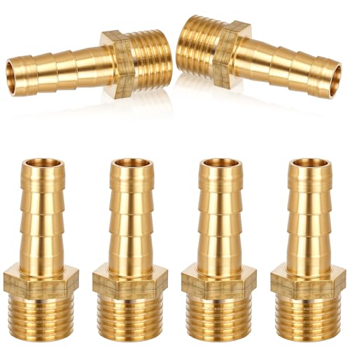 Molain 6 Stück Messing Schlauchtülle, 1/4 NPT auf 3/8 Tülle Schlauchnippel Verbinder Schlauchtülle Verschraubung Gewindefitting Messing von Molain