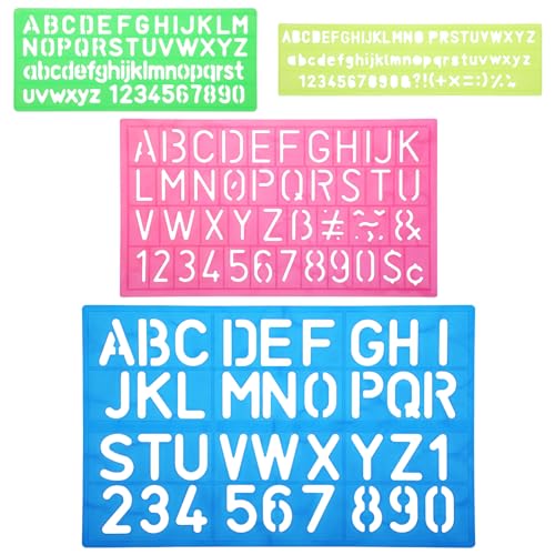 Molain Buchstaben Schablone, 4Stück Buchstaben-Schablonen-Set aus Kunststoff, Alphabet Schablone, Buchstaben kleine Zahl Schablonen für Kinder Zeichenschablone Malen Lernen Heimwerken von Molain