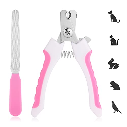 Molain Krallenschere für Hunde, Krallenzange Hund, Hundenagelknipser, Hundenagelfeile, Professioneller Haustiertrimmer, Hundekrallenknipser für Hunde und Katzen, Haustierpfotenpflege (Rosa) von Molain