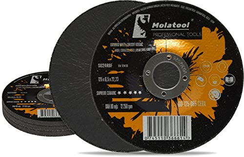 Molatool 125 x 6,5 x 22,2 mm KERAMIK Profi Schruppscheiben/Schleifscheiben 5 Stück - KERAMIK - Professionell - für Metallbearbeitung - Vorteilspack 5 Stück für Winkelschleifer Molatool 125 x 6,5 x 22,2 mm KERAMIK Profi Schruppscheiben/Schleifscheiben 5 Stück - KERAMIK - Professionell - für Metallbearbeitung - Vorteilspack 5 Stück für Winkelschleifer von Molatool